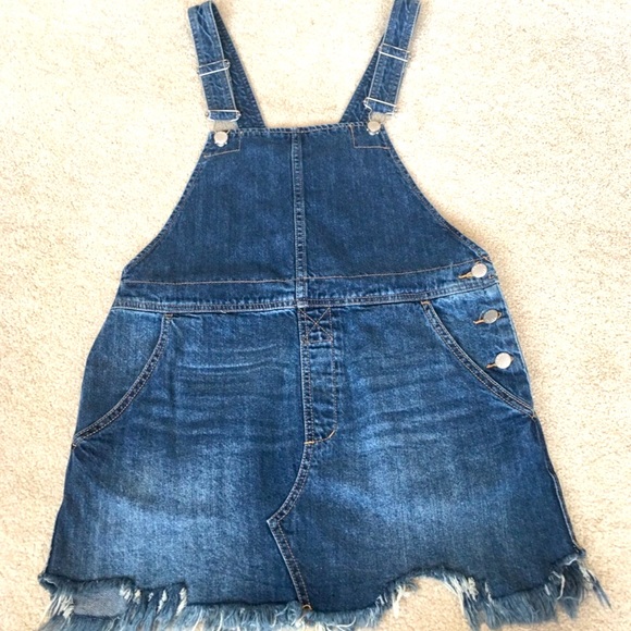Free People Torn Up Denim Jumper Skirtall size 6 - Picture 5 of 9